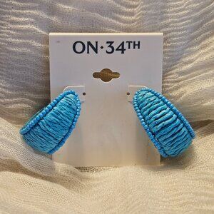 On 34th Blue Fabric Hoop Earrings- NWT